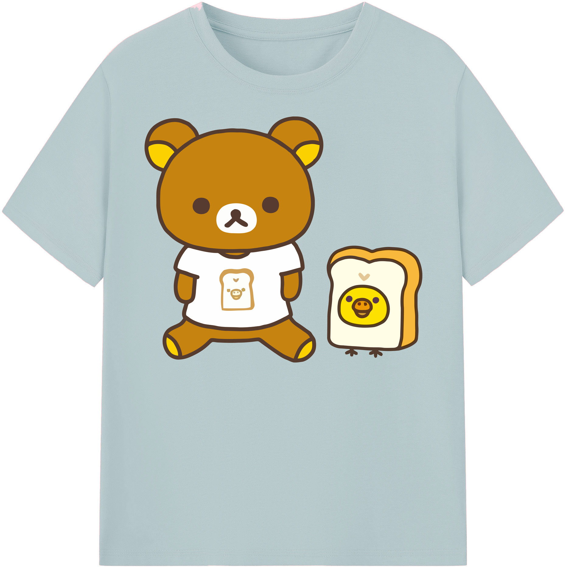 （画像用） リラックマ リラックマ キイロイトリ Rilakkuma Korilakkuma Kiiroitori 綿100％半袖Tシャツ（フロントプリント）